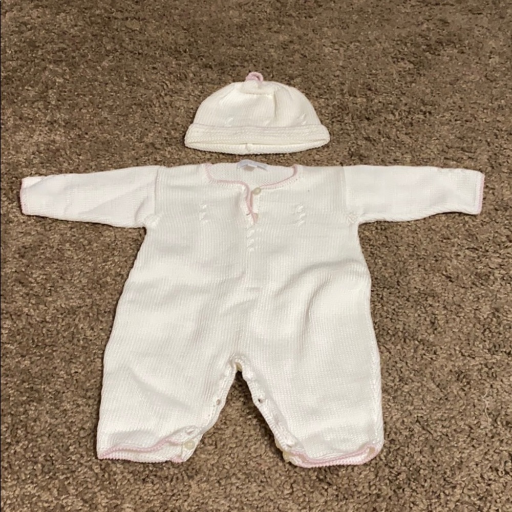 Knitted onesie with knitted hat